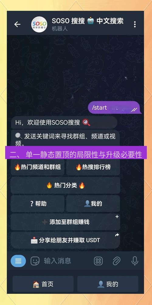 Telegram电脑版 二、 单一静态置顶的局限性与升级必要性