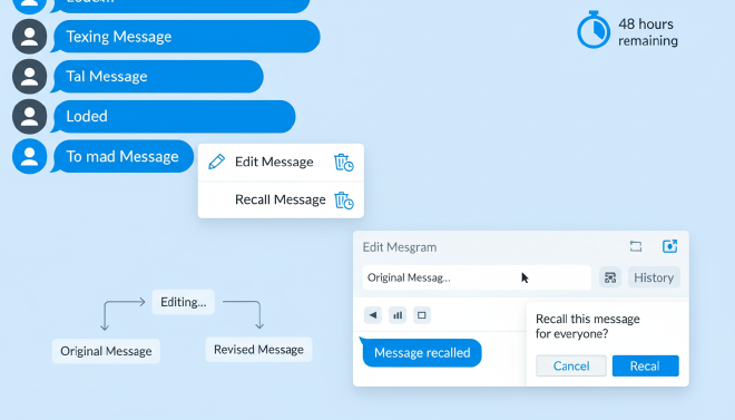 消息撤回与编辑功能操作界面