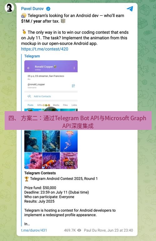 Telegram电脑版 四、 方案二：通过Telegram Bot API与Microsoft Graph API深度集成