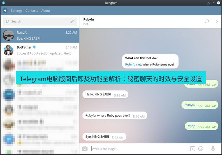 Telegram电脑版 Telegram电脑版阅后即焚功能全解析：秘密聊天的时效与安全设置